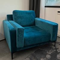 Poltrona in velluto turchese