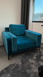 Poltrona in velluto turchese