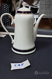 17_ Caffettiera Bavaria porcellana bianca blu oro
