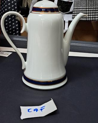 17_ Caffettiera Bavaria porcellana bianca blu oro