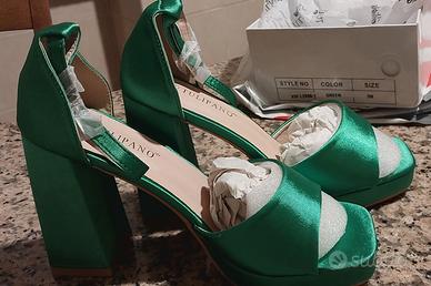 Scarpe Tulipano aperte donna tacco 11 tg 38 verde