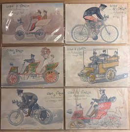 Lotto sei cartoline giro d’Italia in automobile