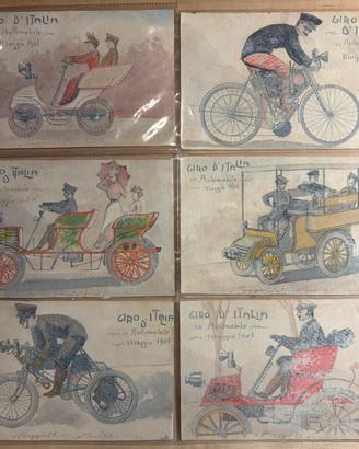 Lotto sei cartoline giro d’Italia in automobile