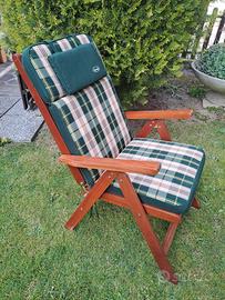 6 sedie da giardino in teak, reclinabili