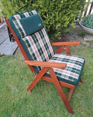 6 sedie da giardino in teak, reclinabili