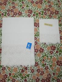 Set 2 Asciugamani Vintage Puro Lino Ricamo a Mano