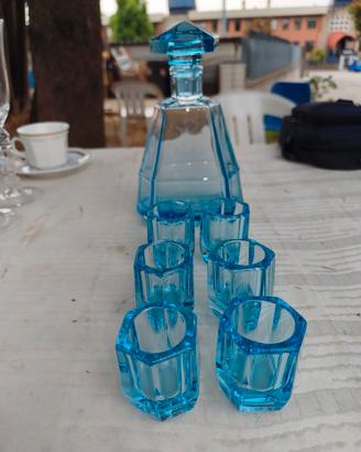 Servizio Liquore Art Déco Cristallo Boemia 1930