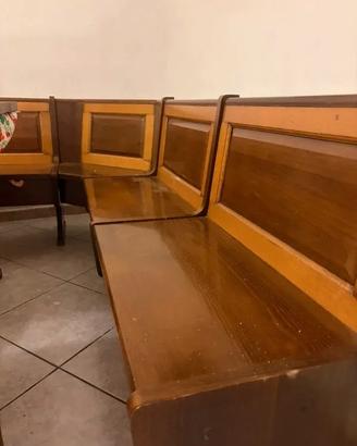Panca angolare da cucina vintage in legno 215x140 