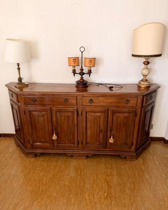 Credenza angolare in legno con 3 lampade incluse –