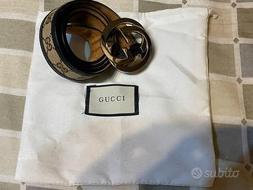 Cintura Gucci donna con profili in pelle marrone