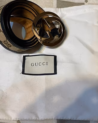 Cintura Gucci donna con profili in pelle marrone