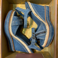 Scarpe con zeppa in denim Miu Miu