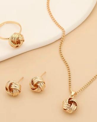 Set gioielli nodo d'amore dorato