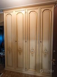 Armadio Classico Stile Veneziano avorio foglia oro
