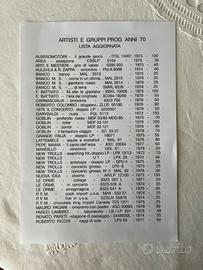 Collezione vinili prog lista aggiornata