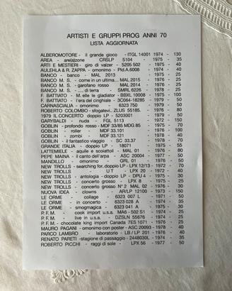 Collezione vinili prog lista aggiornata