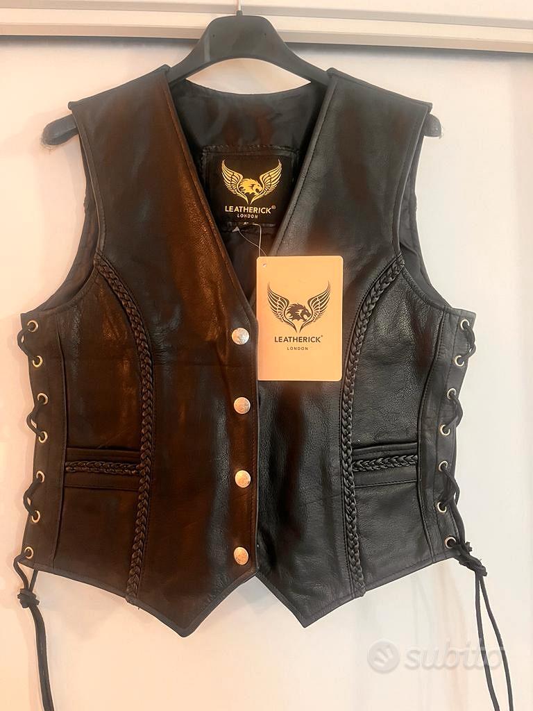 Chiodo Gilet Pelle Nera Smanicato Uomo Made in Italy Vera Pelle Giacca  Giubbino