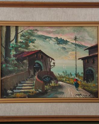 Quadro Dipinto a Olio su Tela - Paesaggio Rurale
