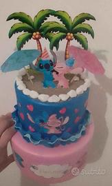 Torta scenografica Stitch e Angel