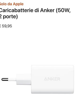 Caricabatterie Anker 50W 2 porte IPHONE 17-18 PRO