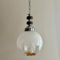 Lampadario Space Age Anni 70 – Vetro e Legno