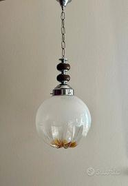 Lampadario Space Age Anni 70 – Vetro e Legno