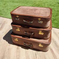 Set 3 Valigia in vera pelle anni 50