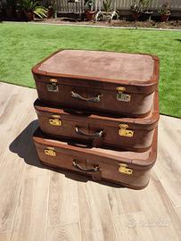 Set 3 Valigia in vera pelle anni 50