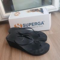 Infradito Superga nere con zeppa n 39