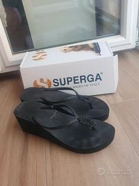Infradito Superga nere con zeppa n 39