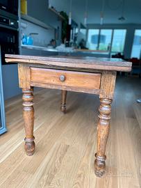 Tavolo vintage rustico legno massello allungabile