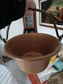 grande paiolo in rame molto pesante 
