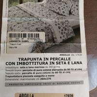 Trapunta in percalle della Liabel lana e seta