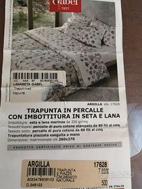 Trapunta in percalle della Liabel lana e seta