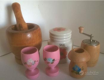 Set Cucina 6 Pezzi - Mortaio, Macinapepe, Saliera 