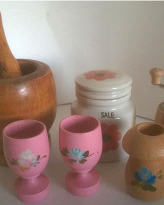 Set Cucina 6 Pezzi - Mortaio, Macinapepe, Saliera 