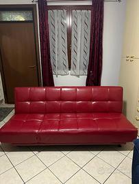 Divano Letto Clic-Clac in Ecopelle Rossa