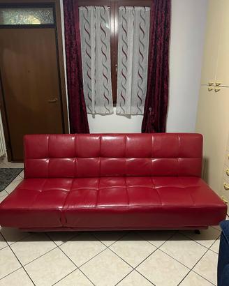 Divano Letto Clic-Clac in Ecopelle Rossa