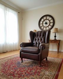 Poltrona Bergere' in pelle vintage marrone brown