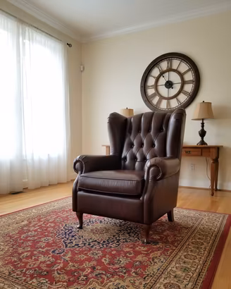 Poltrona Bergere' in pelle vintage marrone brown