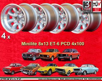 4 pz. cerchi BMW Minilite 8x13 ET-6 1502-2002 tii