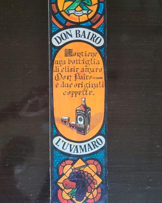Bottiglia vintage Don Bairo, scatola e bicchieri