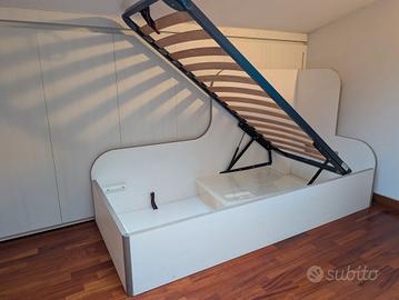 letto singolo artigianale con contenitore