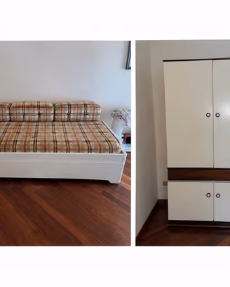 Armadio e Divano letto estraibile con cuscini