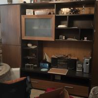 parete attrezzata moderna e divano letto.