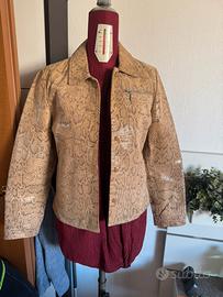 Giacca blazer in vera pelle stampa pitonata