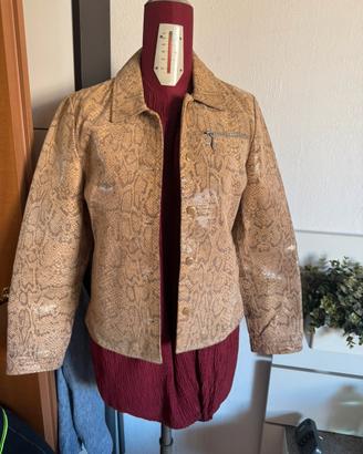 Giacca blazer in vera pelle stampa pitonata