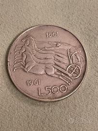 500 LIRE IN ARGENTO CENTENARIO ITALIA 1961