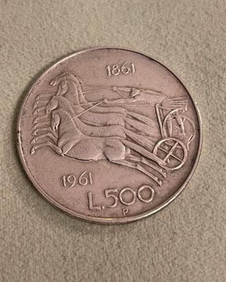 500 LIRE IN ARGENTO CENTENARIO ITALIA 1961