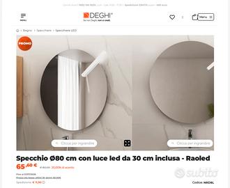Specchio rotondo 80 cm con luce lef